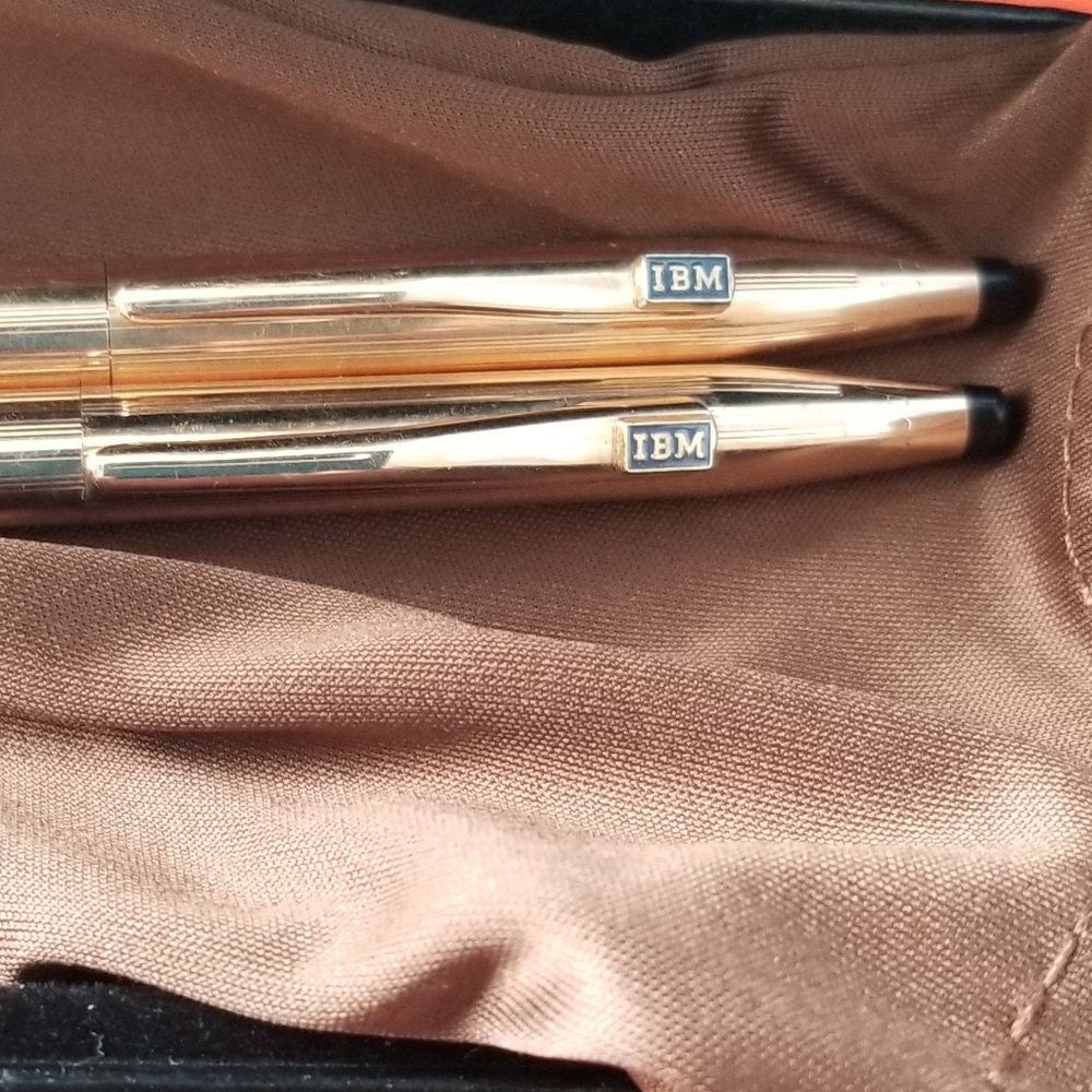 RARE - (2) Cross 14KT Gold Plated IBM Pens